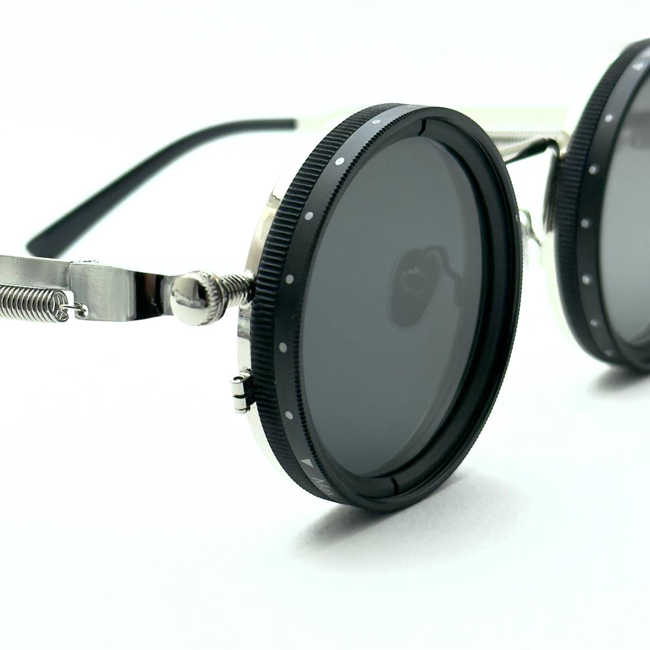 Adjustable Rotating Trendy Sunglasses - Silver Black