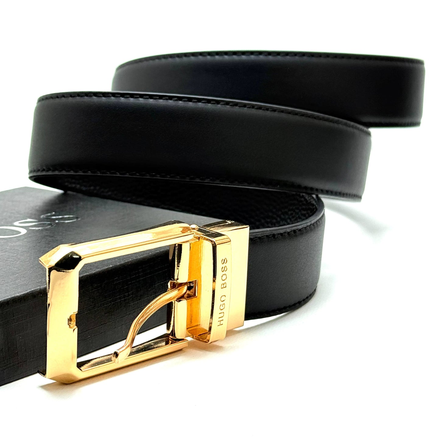 Hugo Boss Buckle Belt — Gold Black