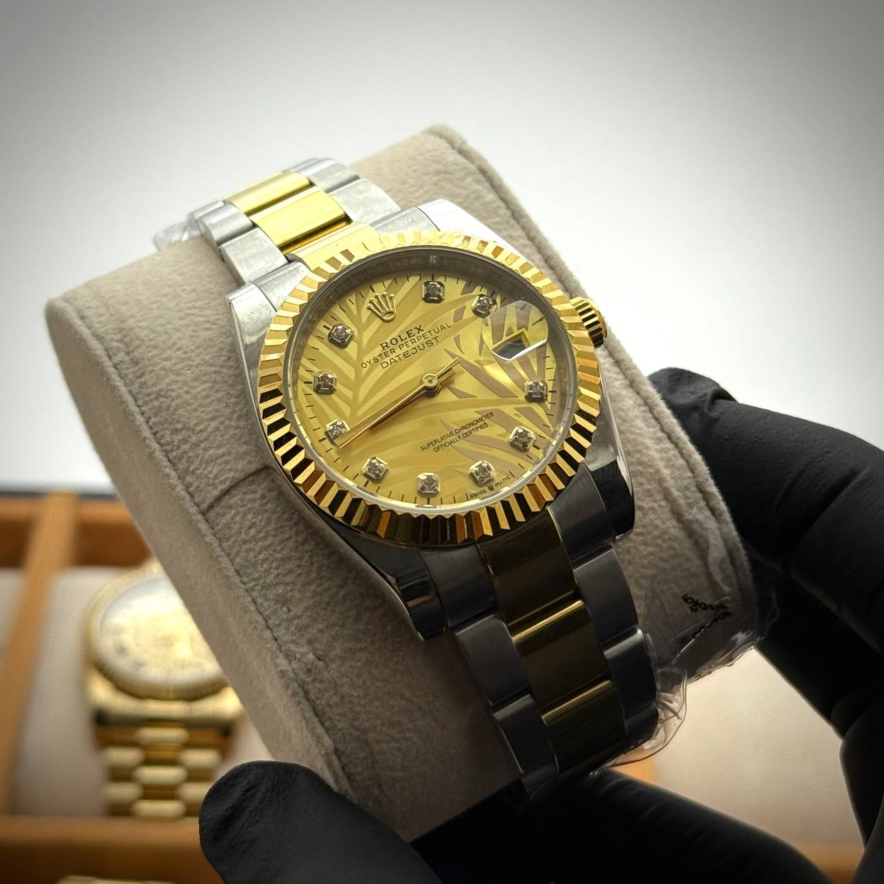 Rolex Datejust Palm Dial – Diamond Markers Two-Tone (Women)