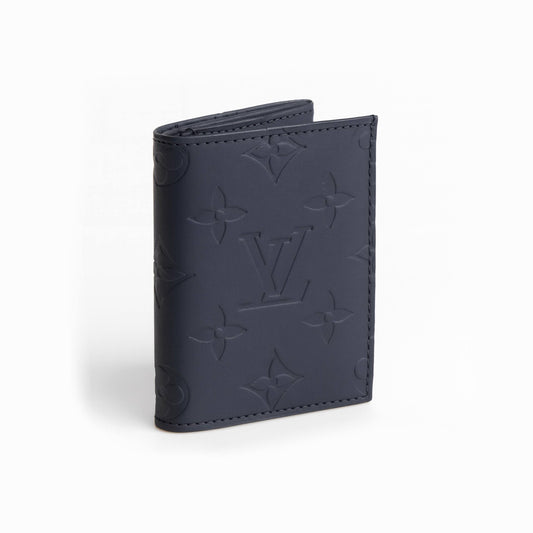 L.V. Soft Leather Mini Wallet – Dark Blue