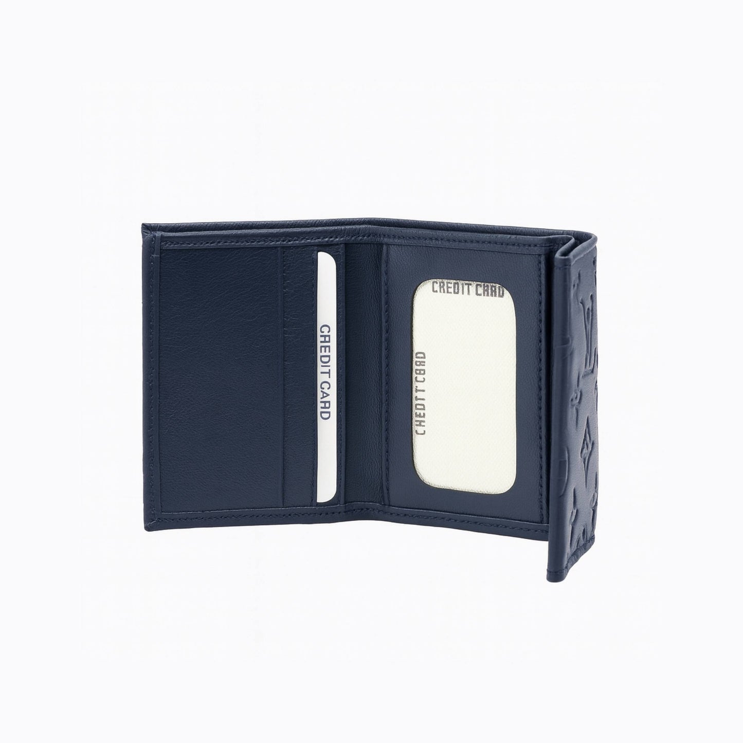 L.V. Soft Leather Mini Wallet – Dark Blue