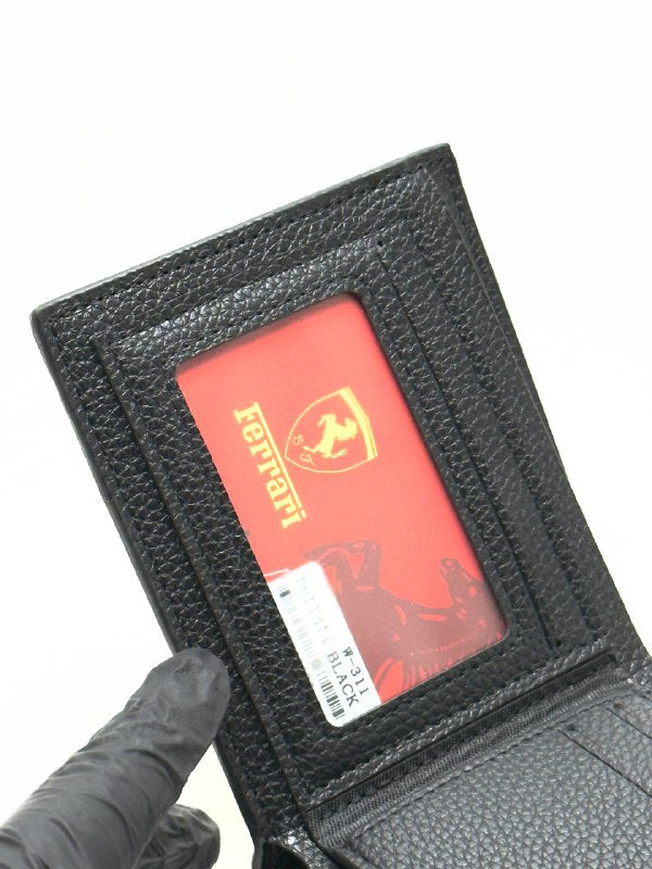 Ferrari Black Leather Wallet – Horse Edition