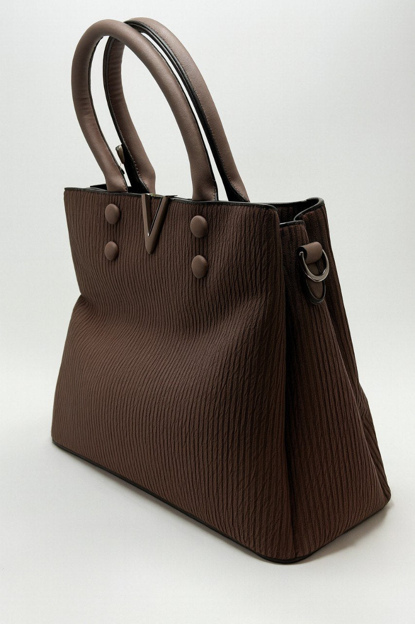V-Line Textured Bag – Mocha Brown