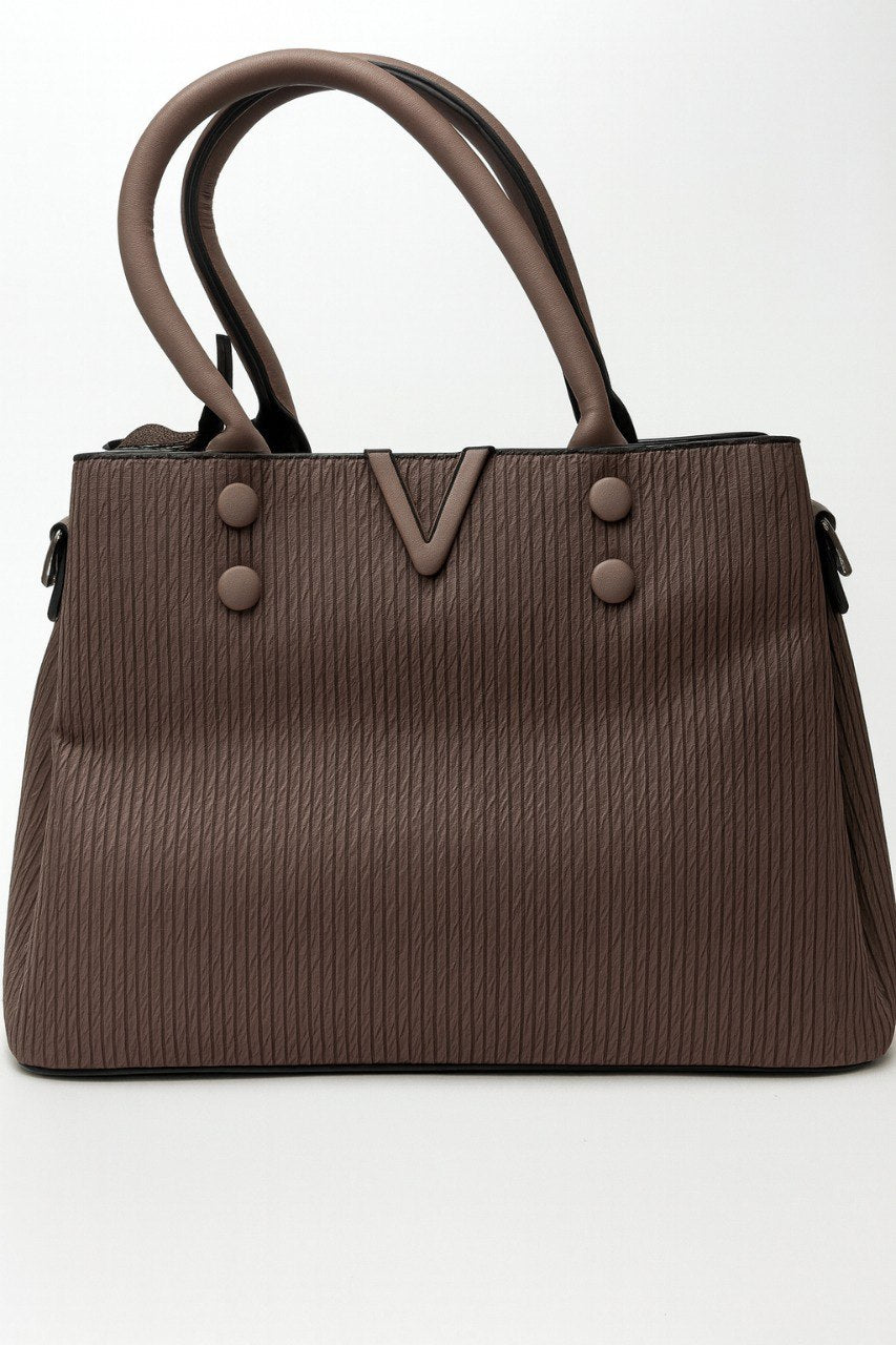 V-Line Textured Bag – Mocha Brown