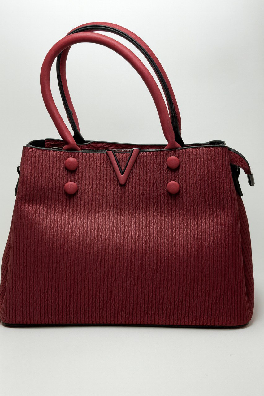 V-Line Textured Bag – Dark Red