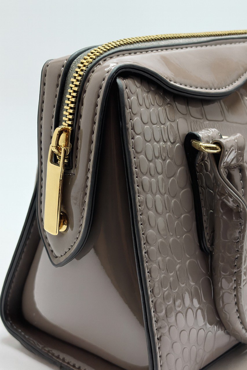 Glossy Mini Tote Bag – Grey