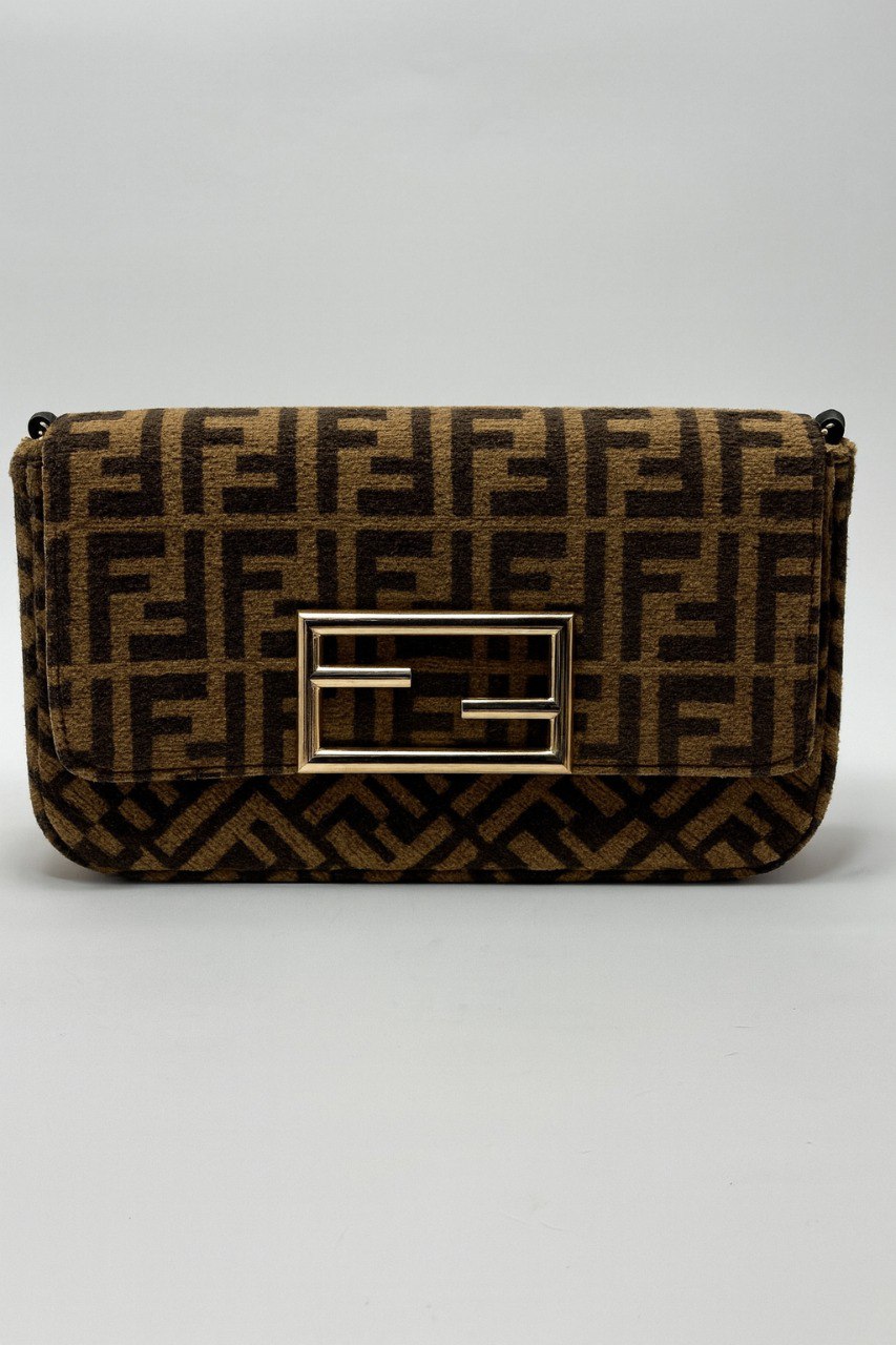 Fendi Velvet Shoulder Bag – Brown