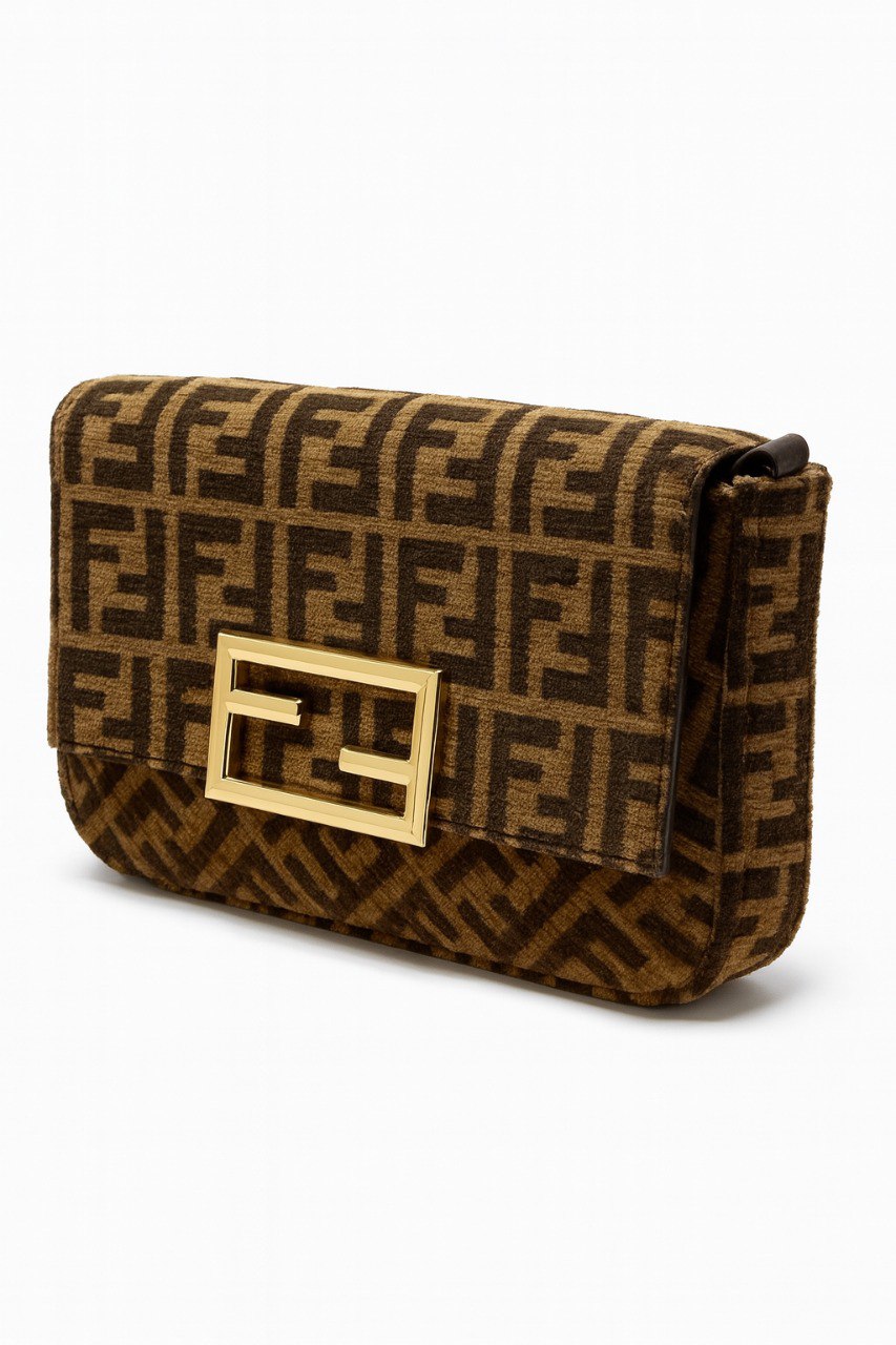 Fendi Velvet Shoulder Bag – Brown