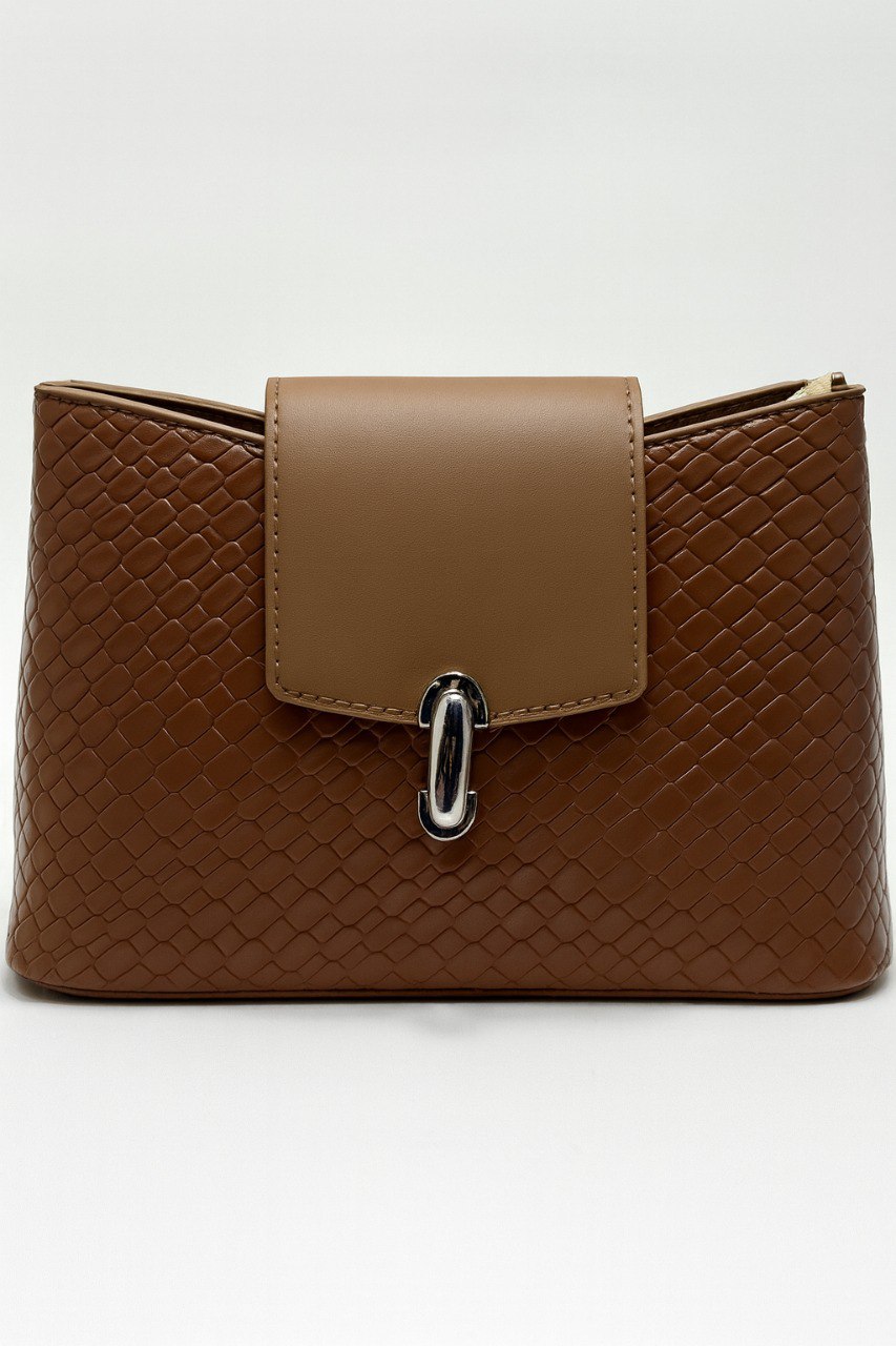 Woven Shoulder Bag – Caramel Brown