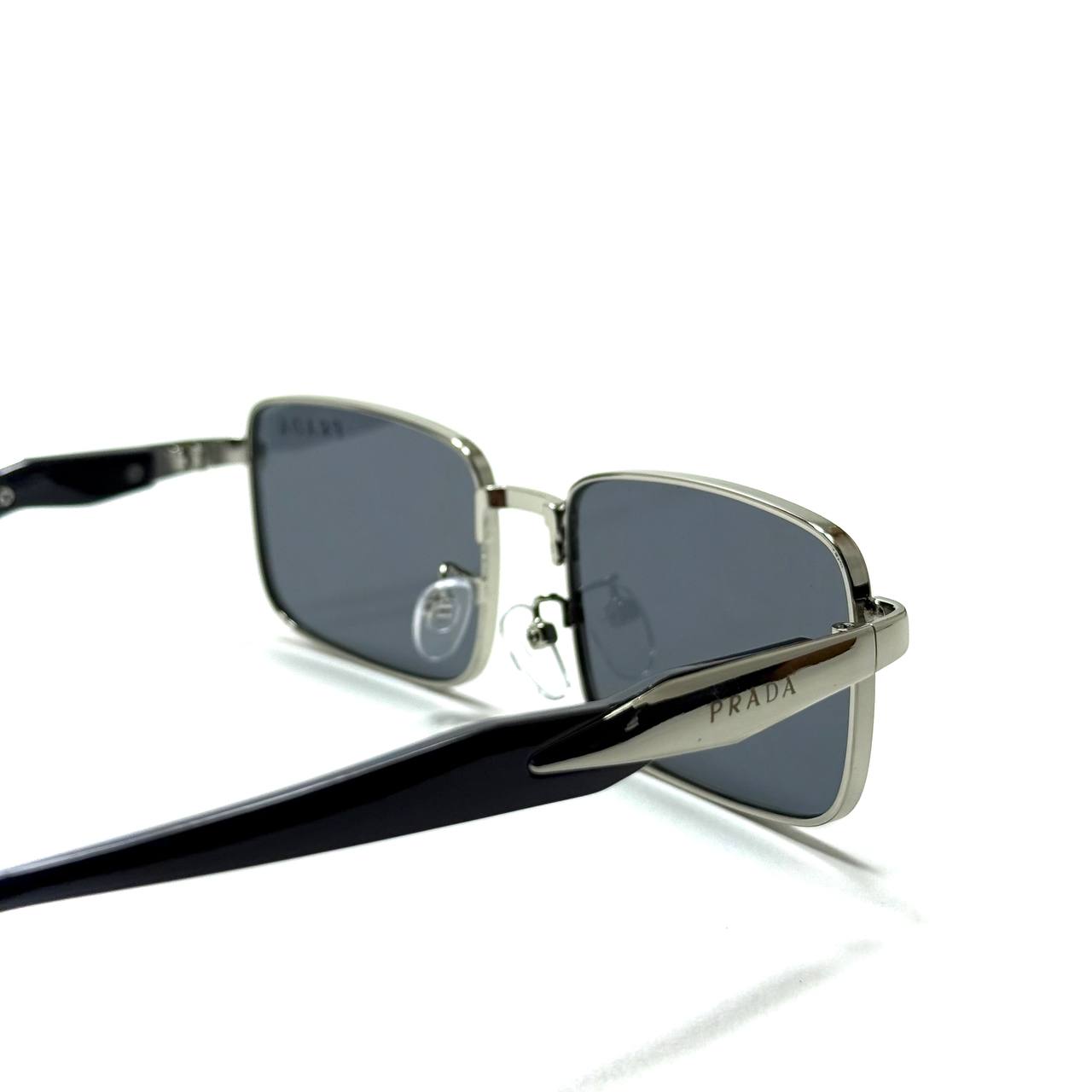 Prada Rectangular Sunglasses – Silver Black