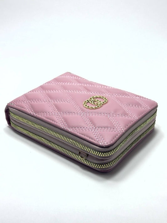 Monaco Quilted Pink Wallet – Double Zip Edition