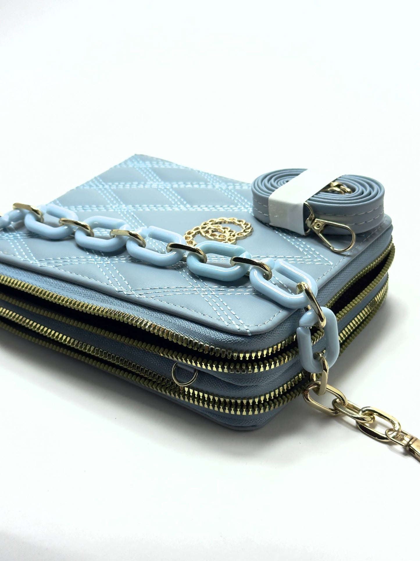 Monaco Quilted Blue Wallet – Double Zip Edition