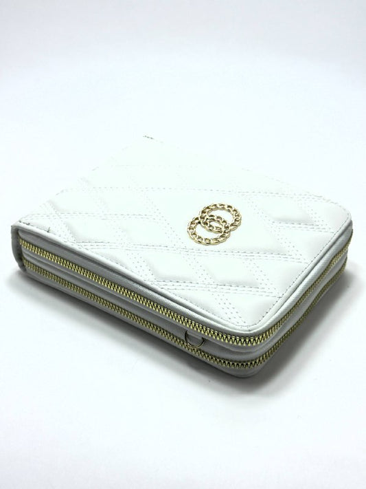 Monaco Quilted White Wallet – Double Zip Edition