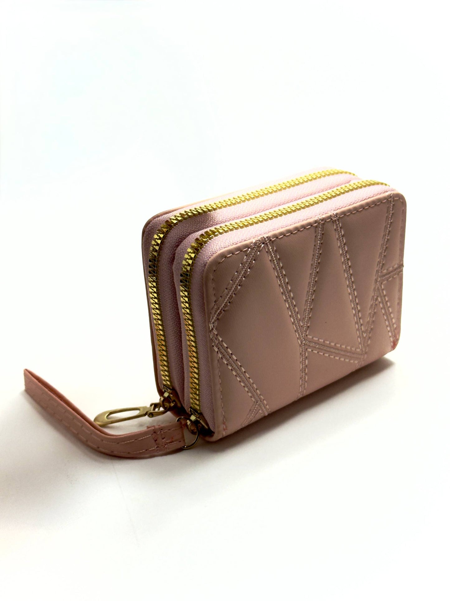 Double Zip Mini Wallet - Blush Pink
