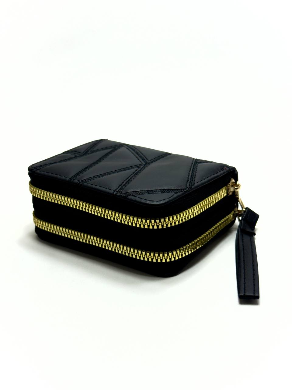 Double Zip Mini Wallet - Black