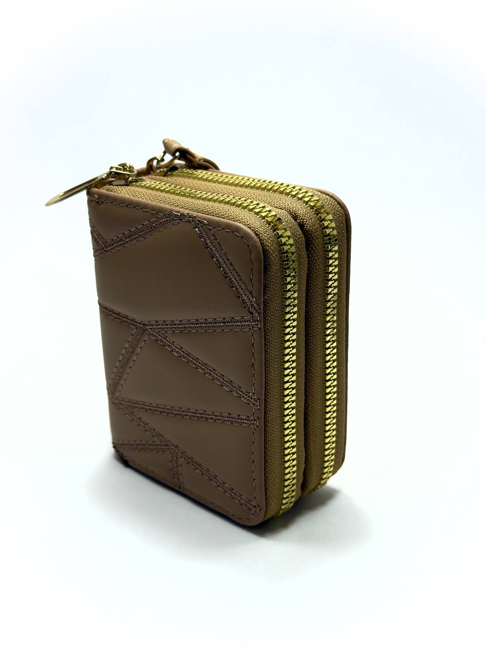 Double Zip Mini Wallet - Beige