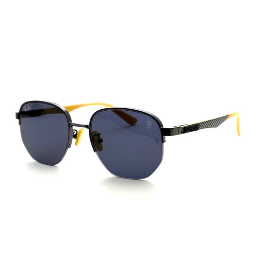 Ray-Ban Ferrari RB3675M – Black Frame / Dark Blue Lenses with Yellow Temples