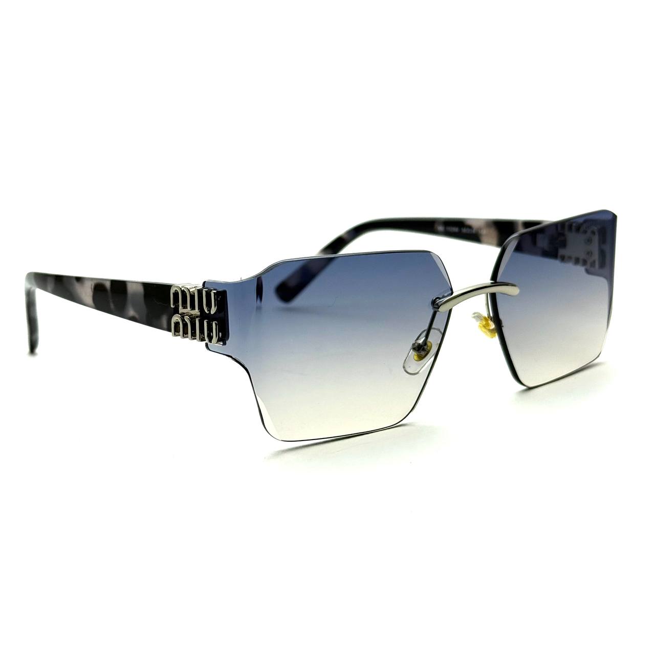 Miu Miu MU 04RS Rimless Oversized Sunglasses – Blue Gradient / Camouflage