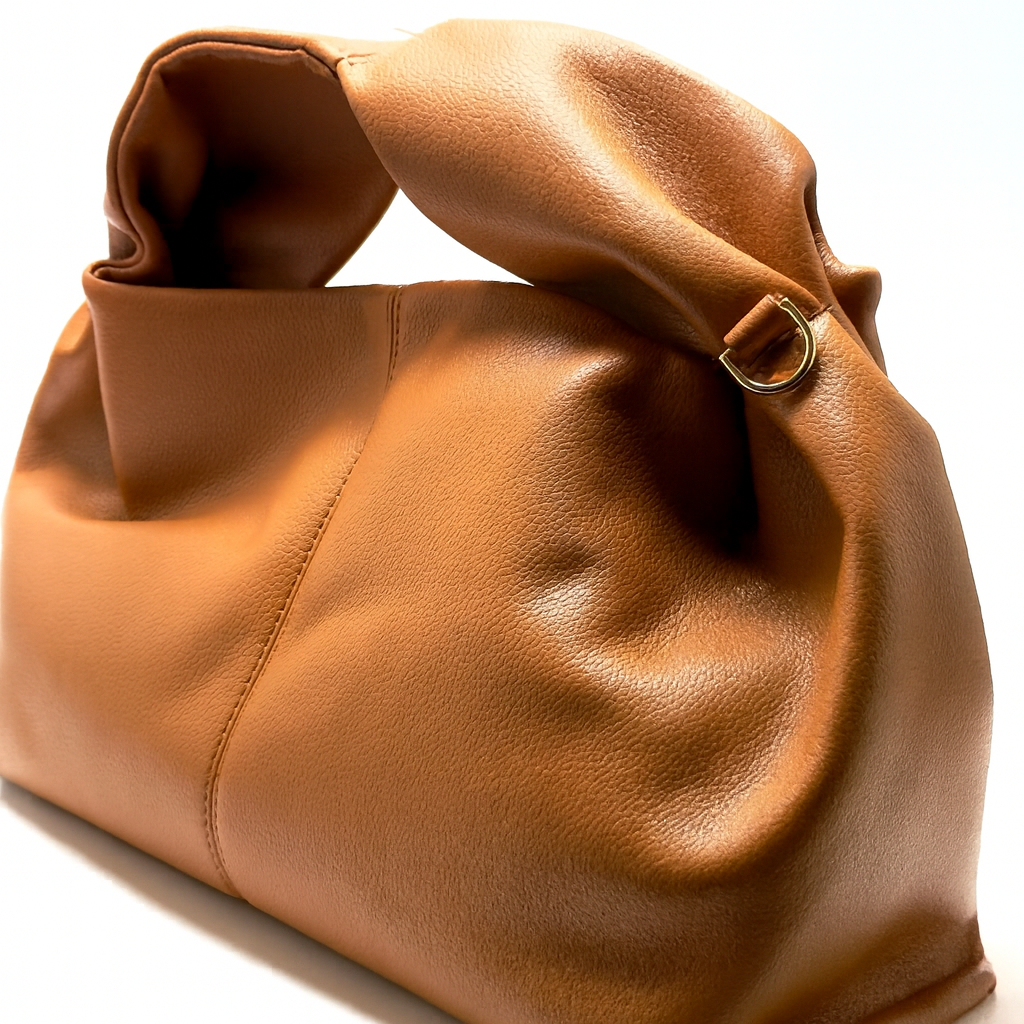 Veneta Leather Pouch Bag - Caramel Brown