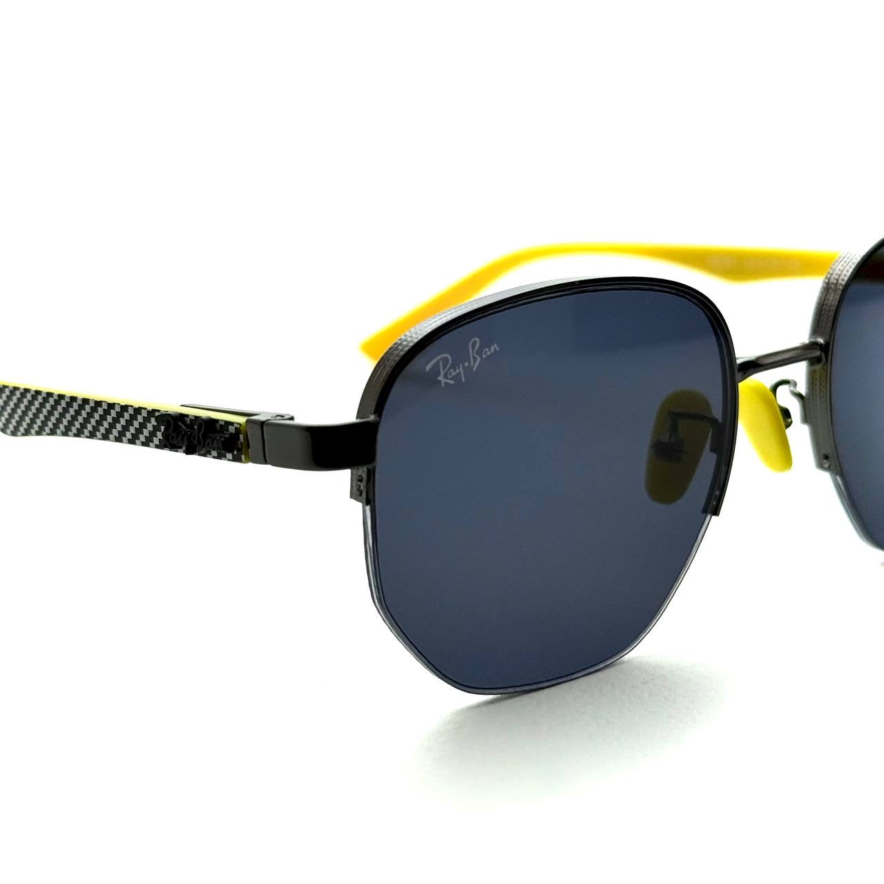 Ray-Ban Ferrari RB3675M – Black Frame / Dark Blue Lenses with Yellow Temples