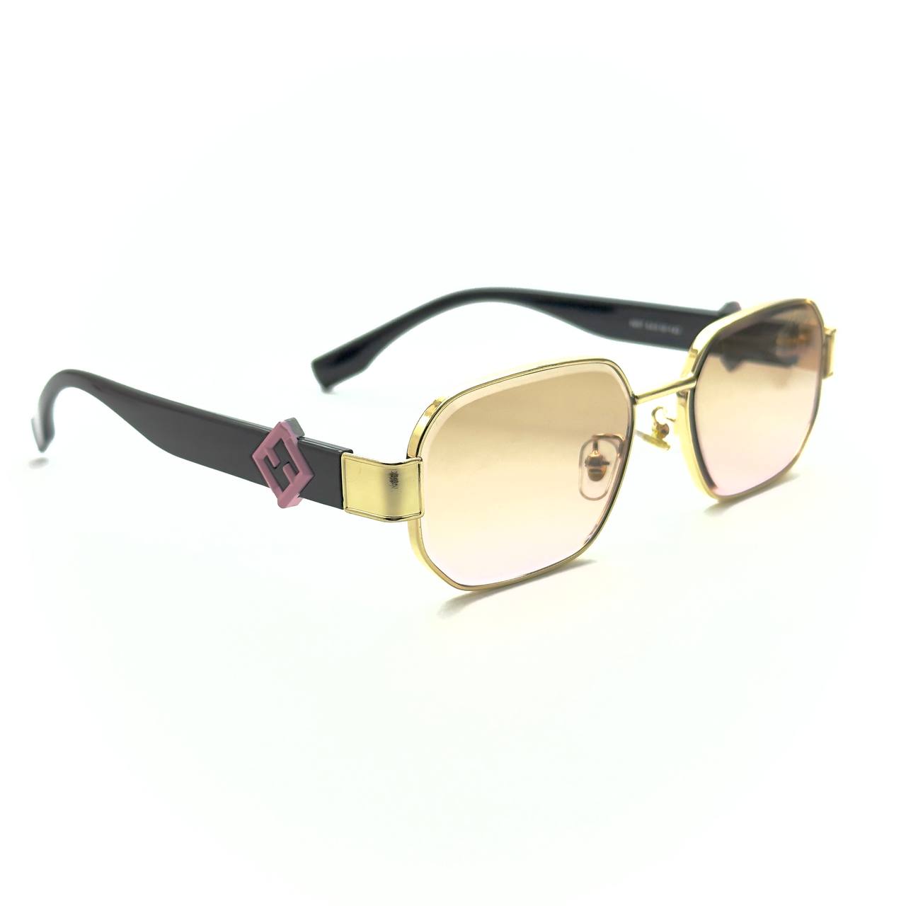 Fendi - Gold & Black Sunglasses with Pink Accent