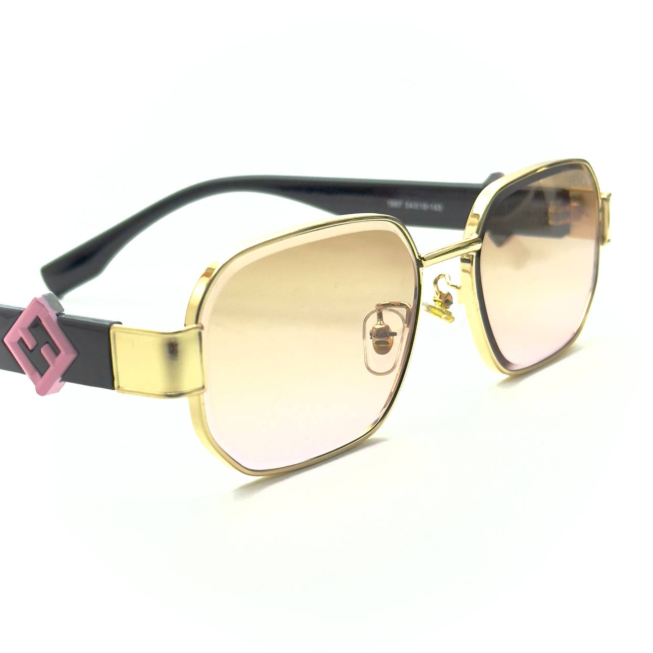 Fendi - Gold & Black Sunglasses with Pink Accent