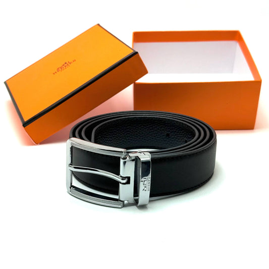 Hermès Buckle Belt — Silver Black