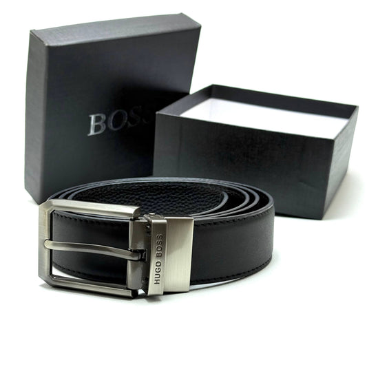 Hugo Boss Buckle Belt — Gunmetal Black
