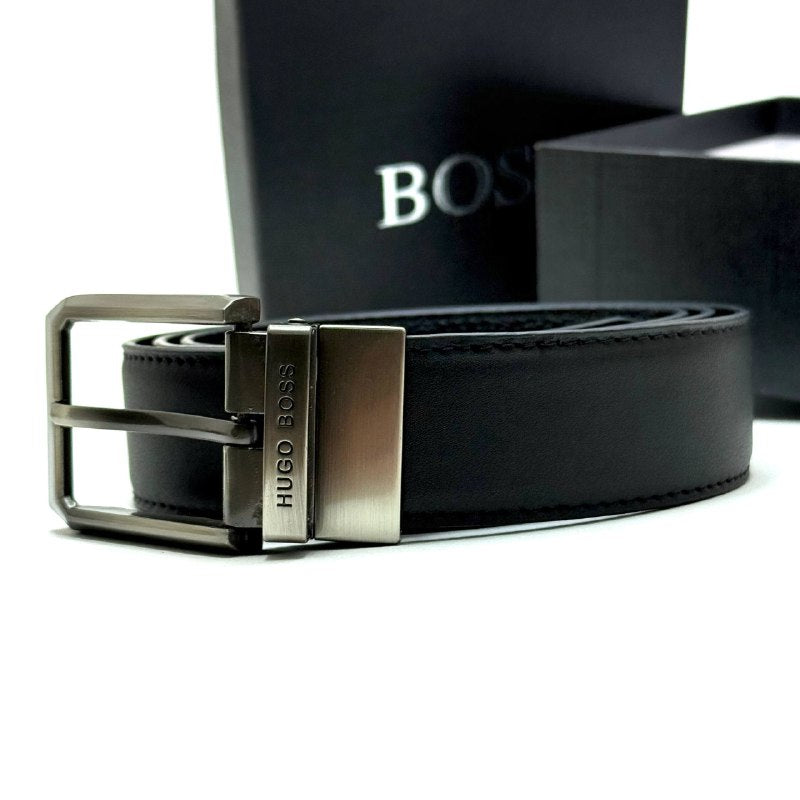 Hugo Boss Buckle Belt — Gunmetal Black