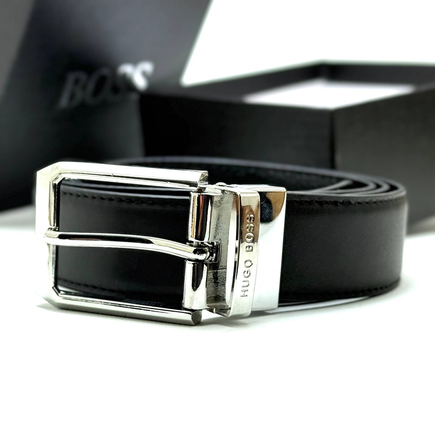 Hugo Boss Buckle Belt — Silver Black