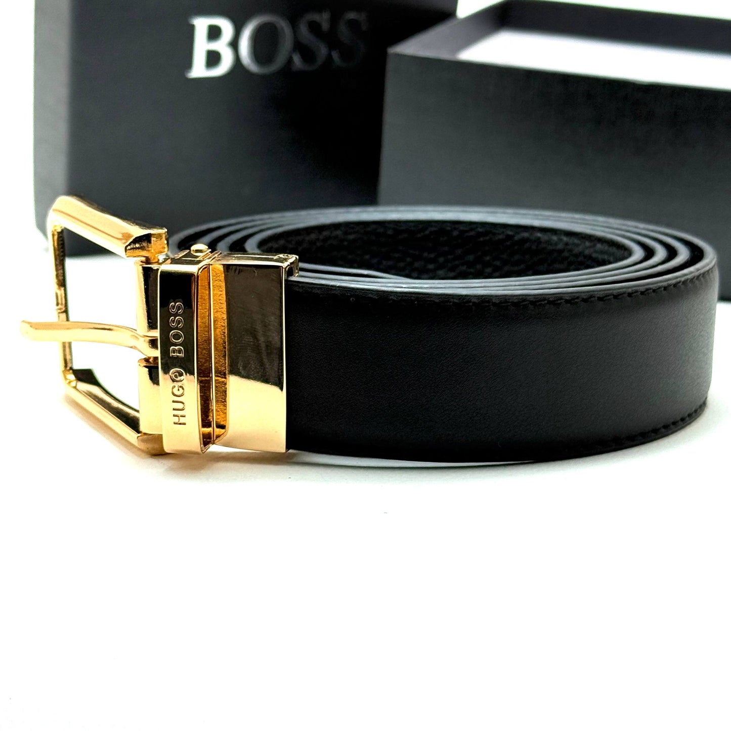 Hugo Boss Buckle Belt — Gold Black
