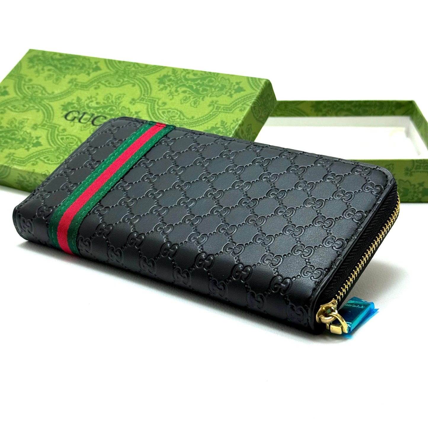 Gucci GG Leather Zip Wallet — Black