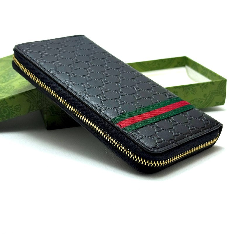 Gucci GG Leather Zip Wallet — Black