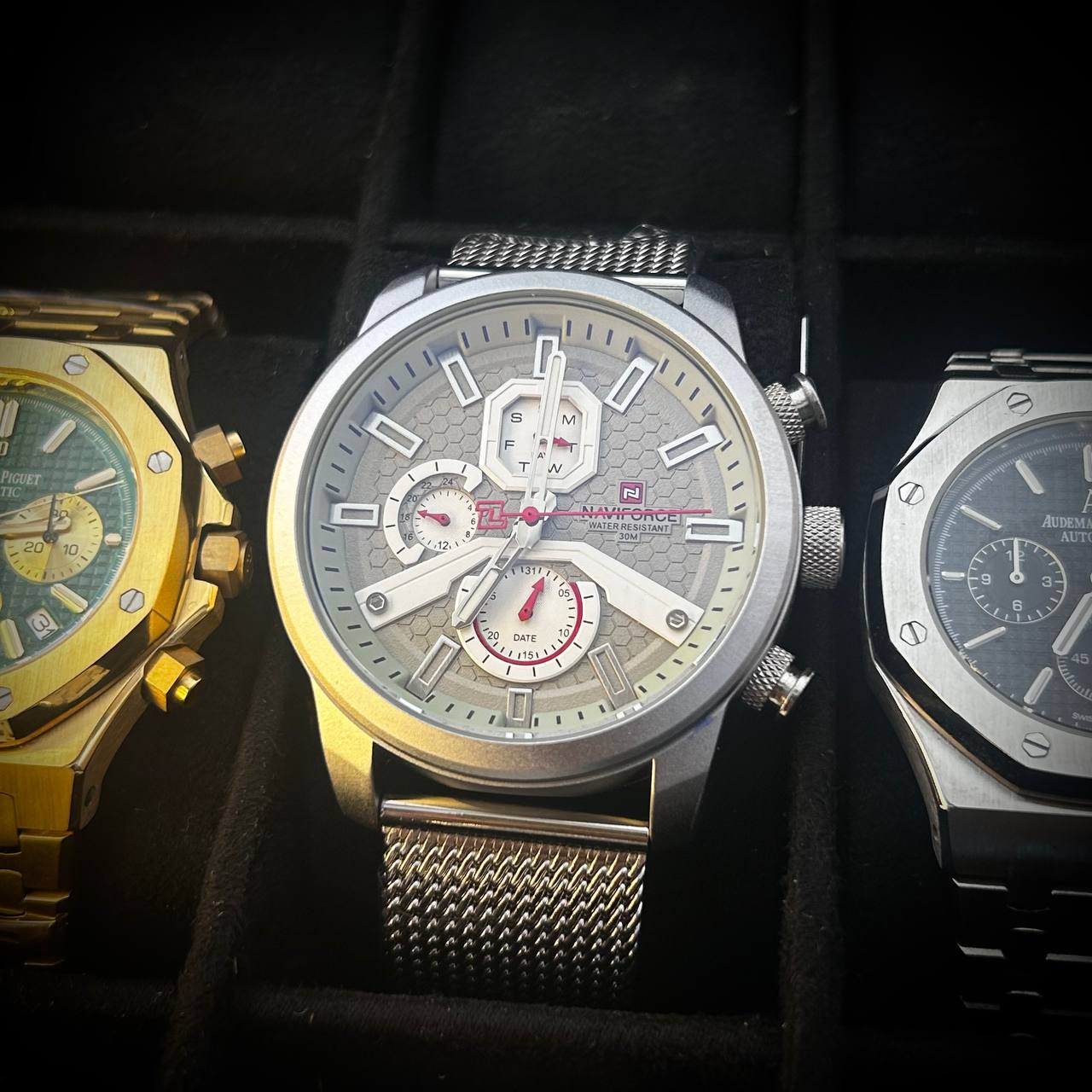 Naviforce HexaX Chronograph – Silver Steel Mesh (For Him)