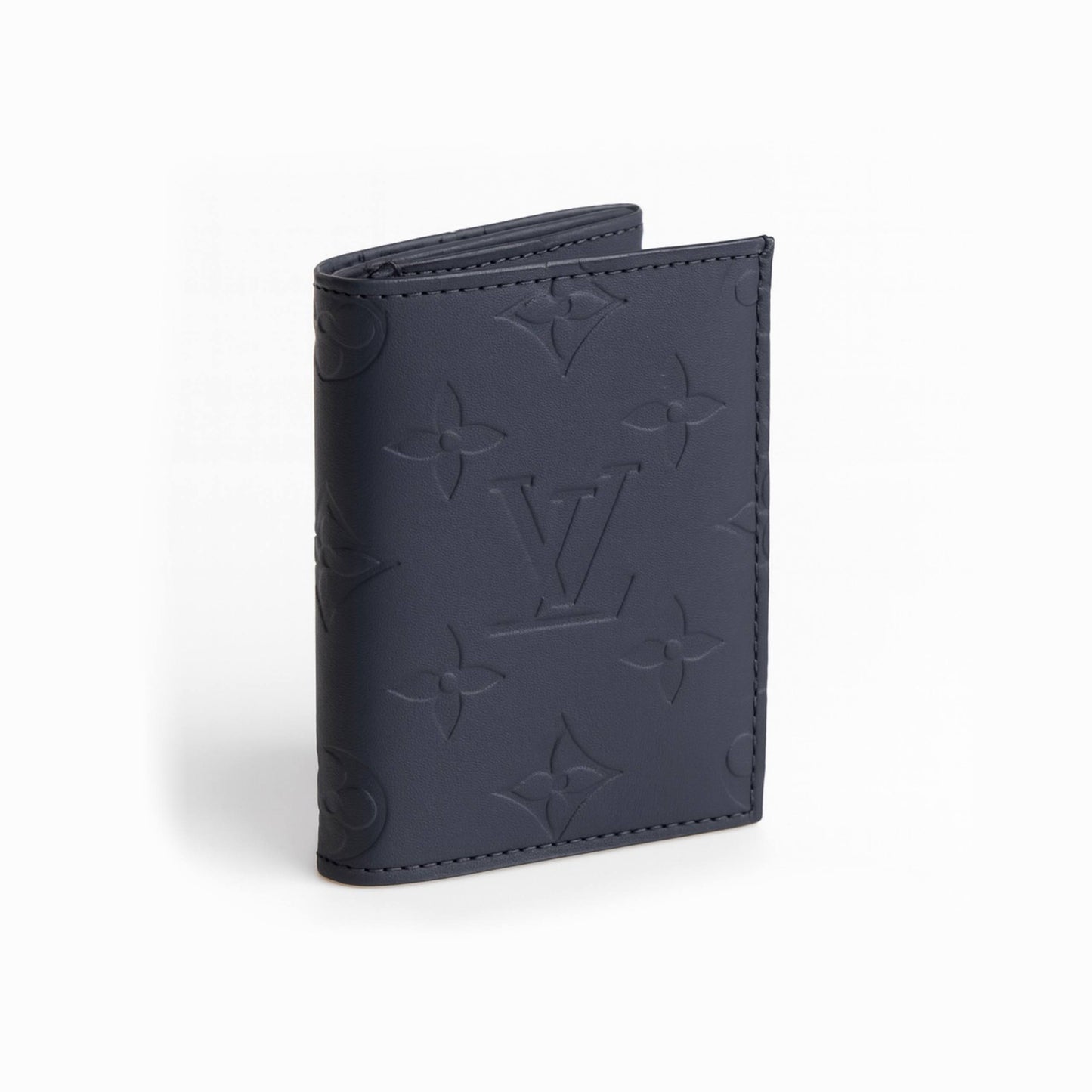 L.V. Soft Leather Mini Wallet – Dark Blue