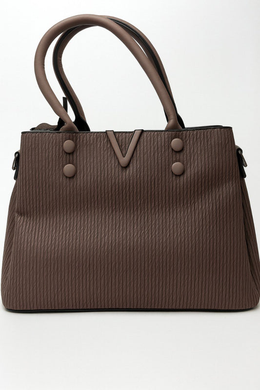V-Line Textured Bag – Mocha Brown