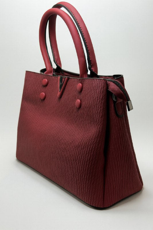 V-Line Textured Bag – Dark Red