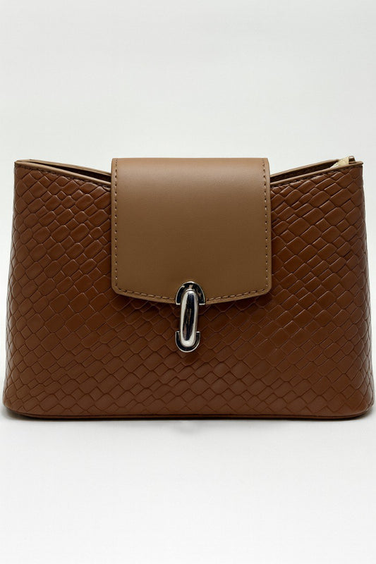 Woven Shoulder Bag – Caramel Brown