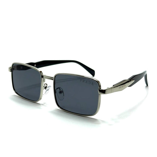 Prada Rectangular Sunglasses – Silver / Black / Dark Blue