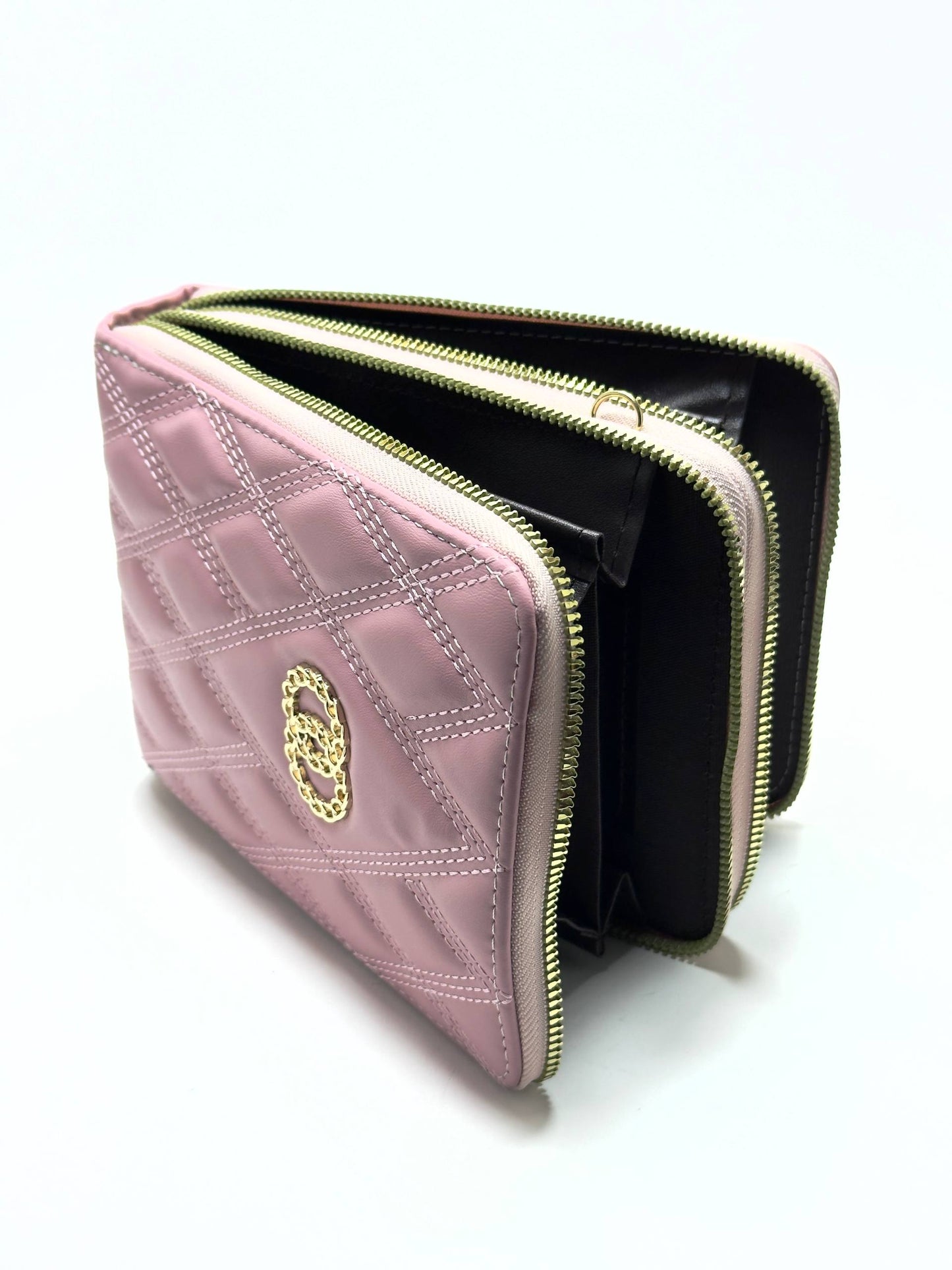 Monaco Quilted Pink Wallet – Double Zip Edition