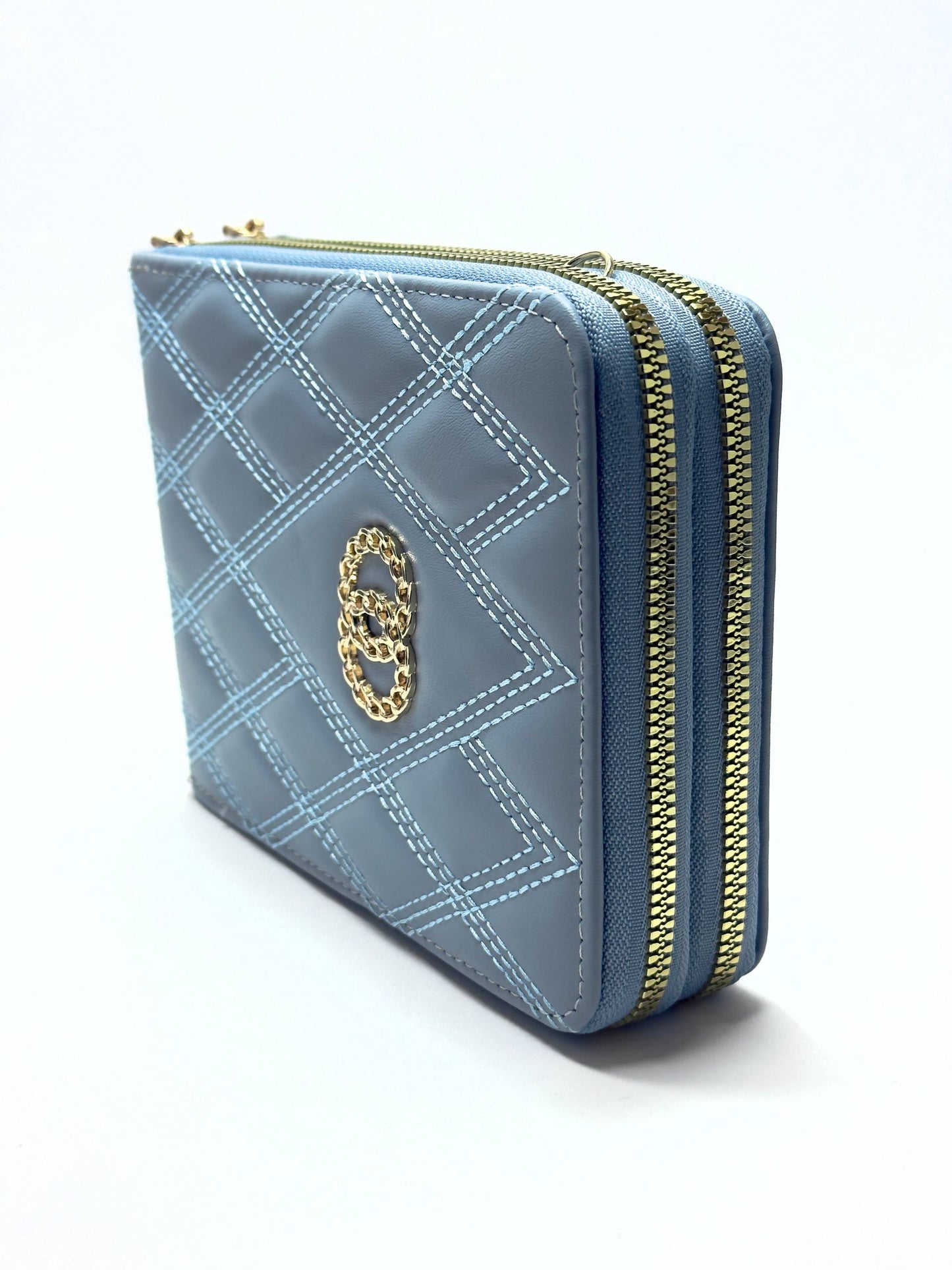 Monaco Quilted Blue Wallet – Double Zip Edition