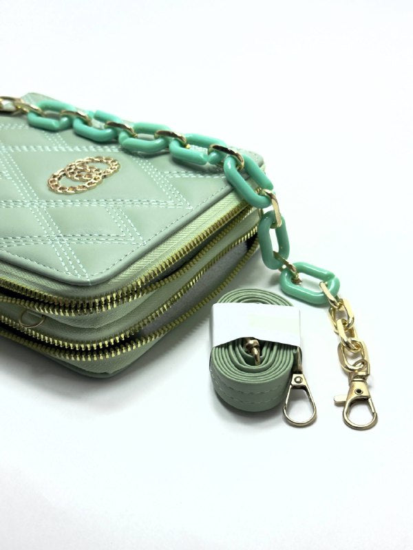 Monaco Quilted Light Green Wallet – Double Zip Edition
