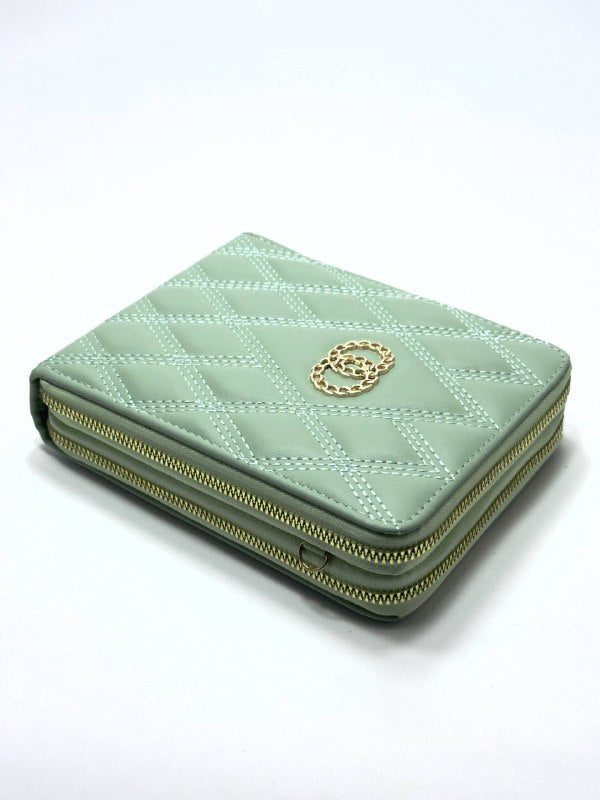 Monaco Quilted Light Green Wallet – Double Zip Edition