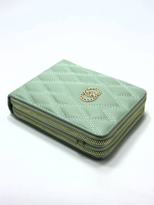 Monaco Quilted Light Green Wallet – Double Zip Edition
