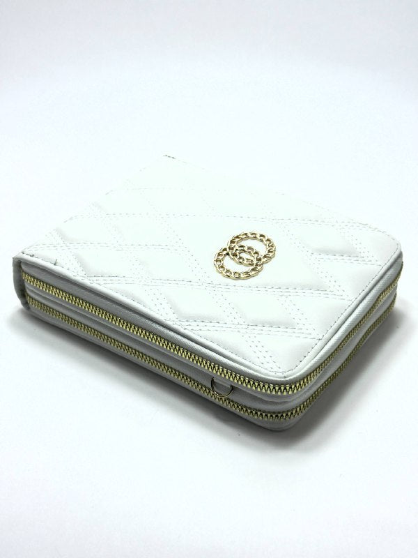 Monaco Quilted White Wallet – Double Zip Edition