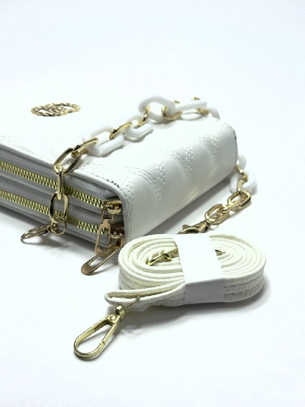 Monaco Quilted White Wallet – Double Zip Edition