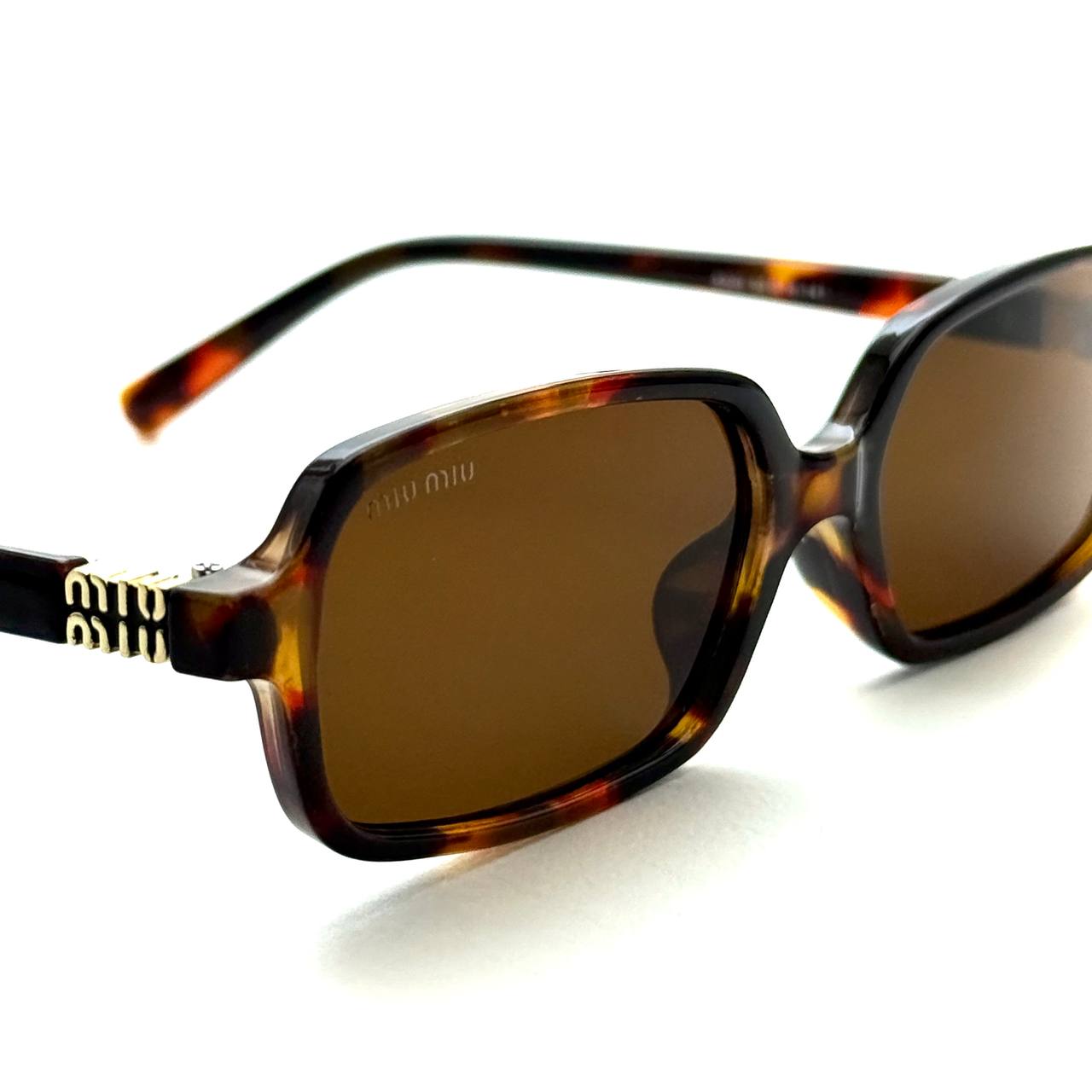 Miu Miu Rectangular Regard – Tortoise Frame / Brown Lenses