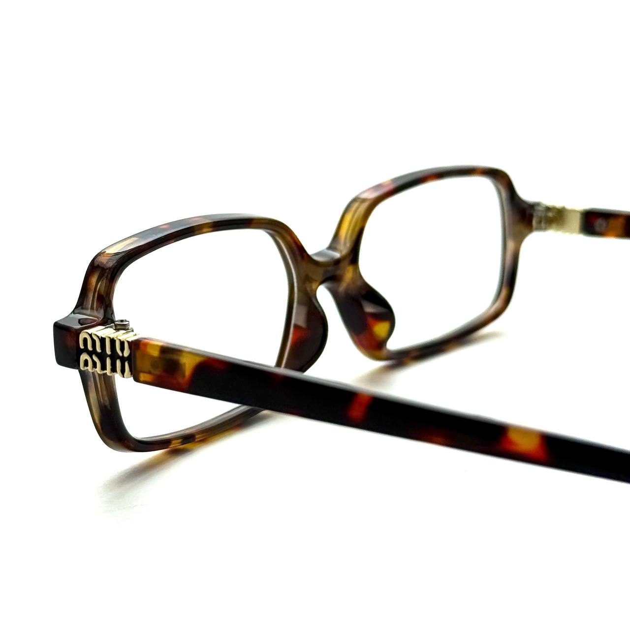 Miu Miu Rectangular Regard – Tortoise Frame / Clear Lenses