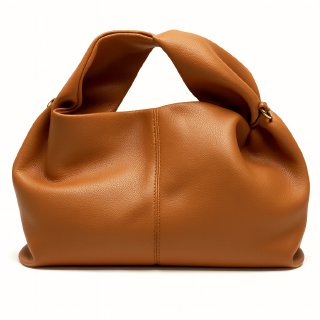 Veneta Leather Pouch Bag - Caramel Brown